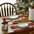 thumbnail image 4 of mubwai Poinsettia Pine Cone Christmas Placemats Set of 4, 12x18 Inch Seasonal Winter Holiday Table Mats for Party Dining Decoration, 4 of 6