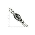 thumbnail image 3 of Stainless Steel Antiqued and Polished Skull Curb Bracelet (9.00 inches) for Men, 3 of 5