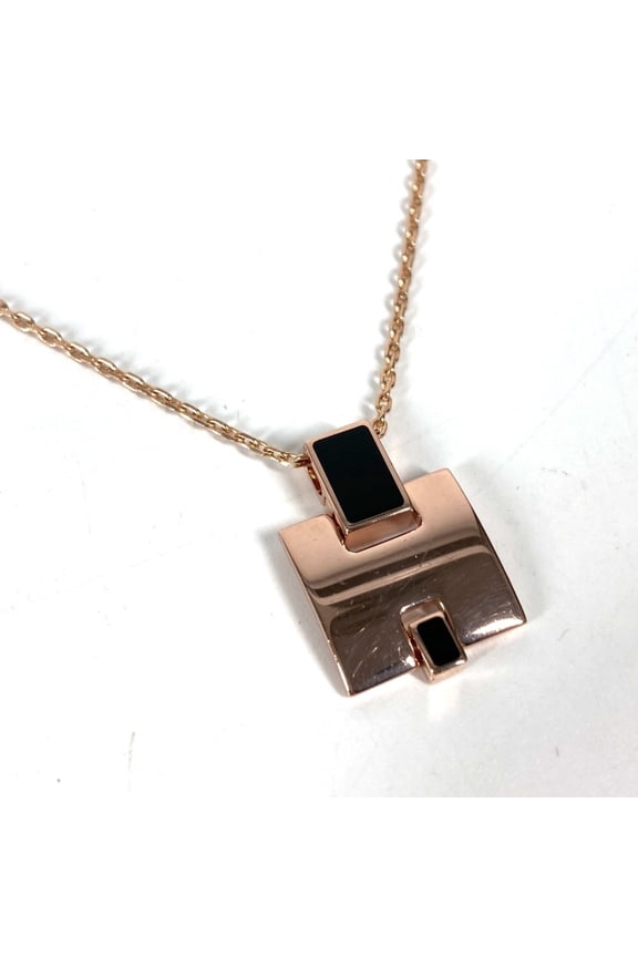 Pre-Owned HERMES Hermes Accessories Eileen Chain H Logo Necklace Metal Women's Black (Good)