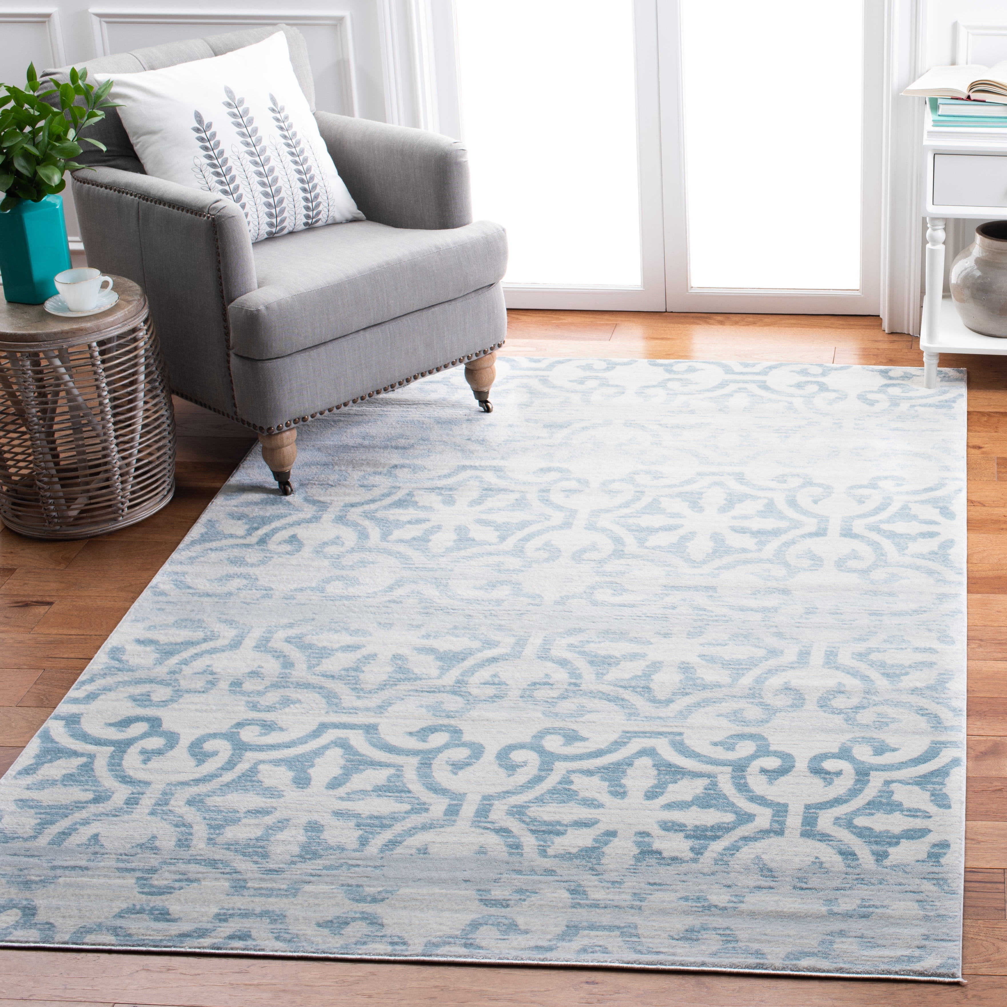 SAFAVIEH Martha Stewart Isabella Clover Area Rug, Turquoise/Ivory, 8' x 10'