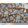 thumbnail image 2 of Soimoi Brown Cotton Duck Fabric Leaves & Periwinkle Floral Printed Fabric 1 Yard 42 Inch Wide, 2 of 3