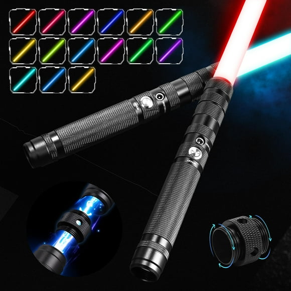 Skirfy Sabres Laser, Sabres Laser FX pour Adultes avec 15 Couleurs et 3 Modes Sonores, Poignée en Alliage d'Aluminium, Rechargeable 2-en-1 pour Enfants, Cadeau de Fête d'Halloween