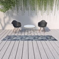 thumbnail image 2 of 2' X 12' Ivory And Navy Floral Non Skid Indoor Outdoor Runner Rug, 2 of 5