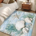 thumbnail image 4 of Marine Life Area Rugs 3x5 ft Coral Starfish Blue Wood Grain Washable Rug Non Slip Indoor Carpet Absorbent Floor Mat for Living Room Bedroom Dining Room, 4 of 9