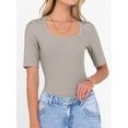 thumbnail image 4 of ANRABESS Womens Scoop Neck Tops Half Sleeve Ribbed Knit Slim Fitted T Shirts Summer Casual Basic Tee Going Out Shirts, 4 of 10