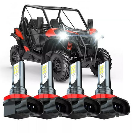 H11 LED Headlight Bulbs 6000K White 4Pcs - for 2018-2019 Can-Am Maverick Trail 800 1000R 9000LM
