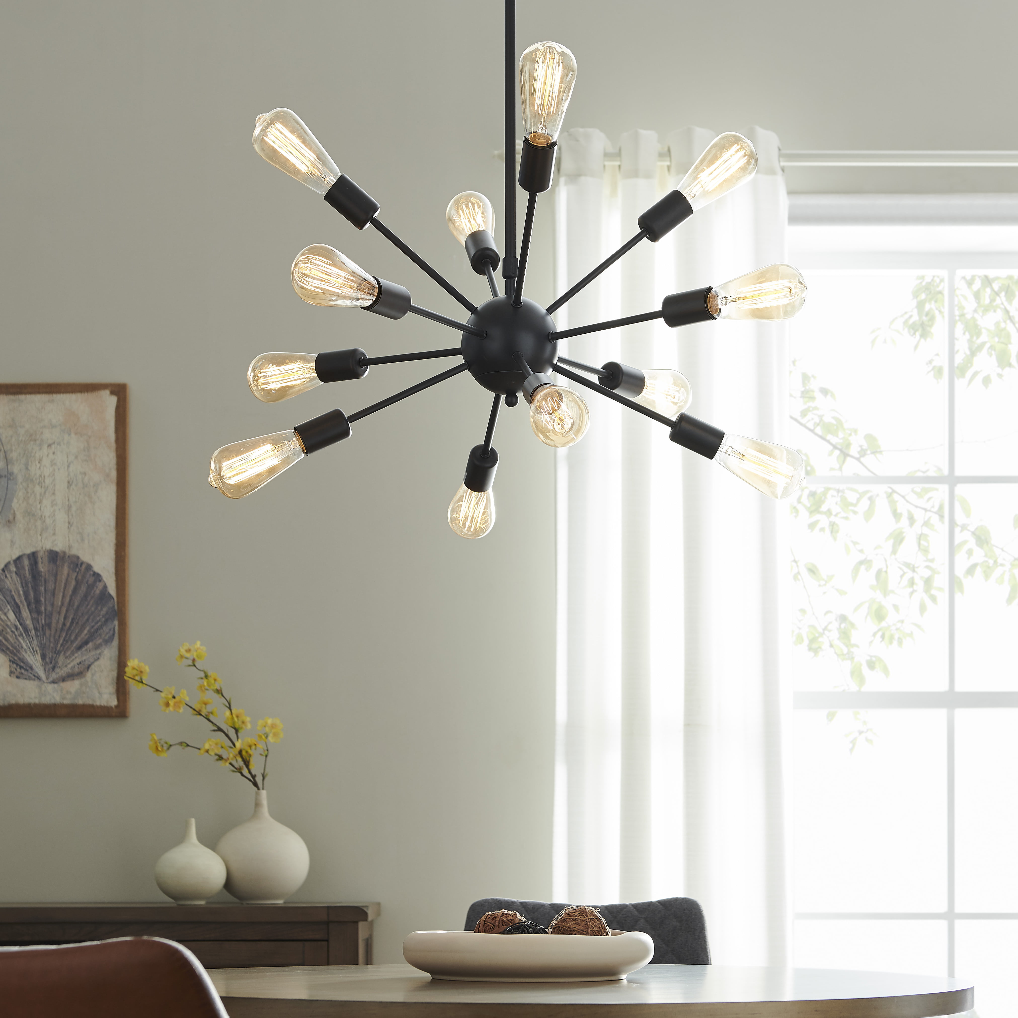 Belleze Sputnik Chandelier Mid Century, Rustic Light Fixtures For Living Room