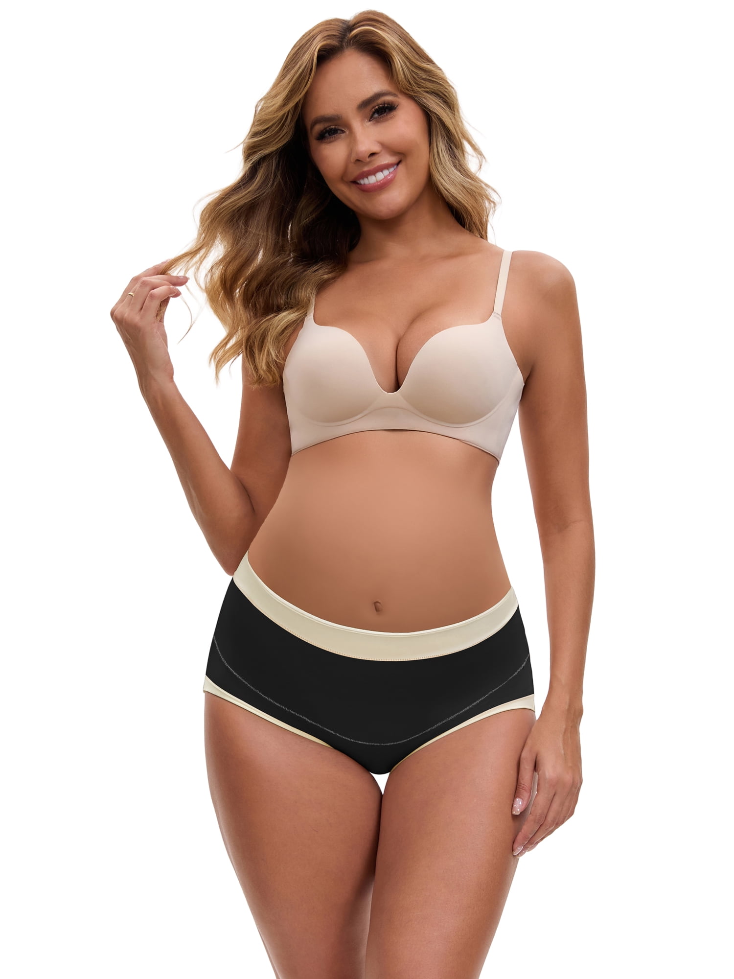 DARING DIVA Women's Plus Full Coverage High Waisted Invisible Panties S Black