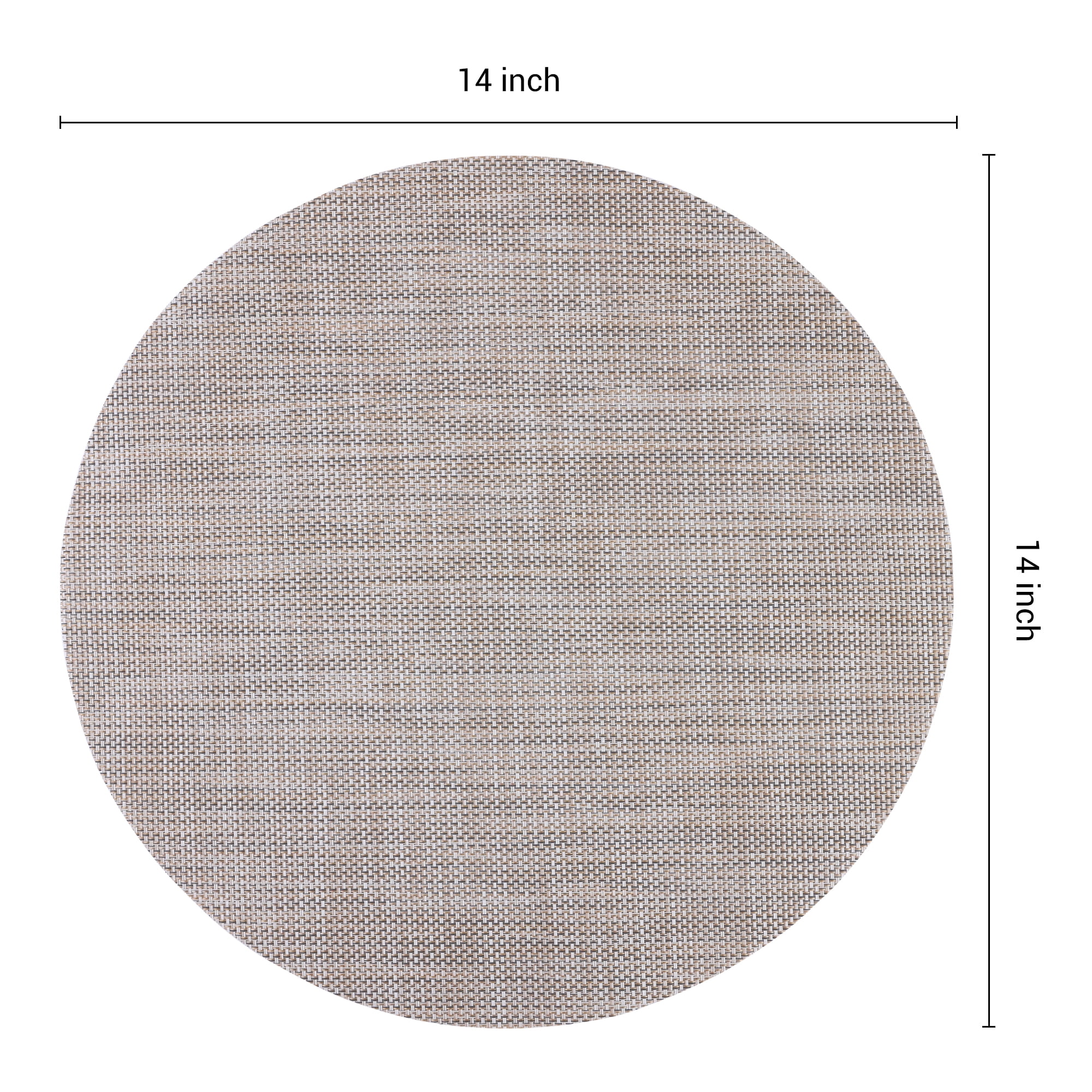 Unique Bargains 6 Packs Round Placemats for Kitchen Dining Table Decor Flaxen 14x14in