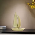 thumbnail image 6 of Dualoai Sailboat Statue Resin Figurine Craft Delicate Collectible Simple Sculpture Tabletop Ornament for Living Room Bookshelf Office Gold, 6 of 9