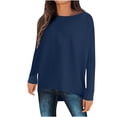 thumbnail image 1 of Besolor Womens Spring Fall Tunic Tops Ladies Crewneck Long Sleeve T-Shirt Casual Solid Color Spring Fall Going out Blouse, 1 of 5