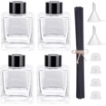 thumbnail image 1 of Agidea 4PCS Glass Diffuser Bottles, Refillable Square Shape With 20pcs Reeds Sticks, Black Caps & Funnel, 3.3" High 100ml 3.52 fl oz. Jars for Home Oil Fragrance Decoration, 1 of 6