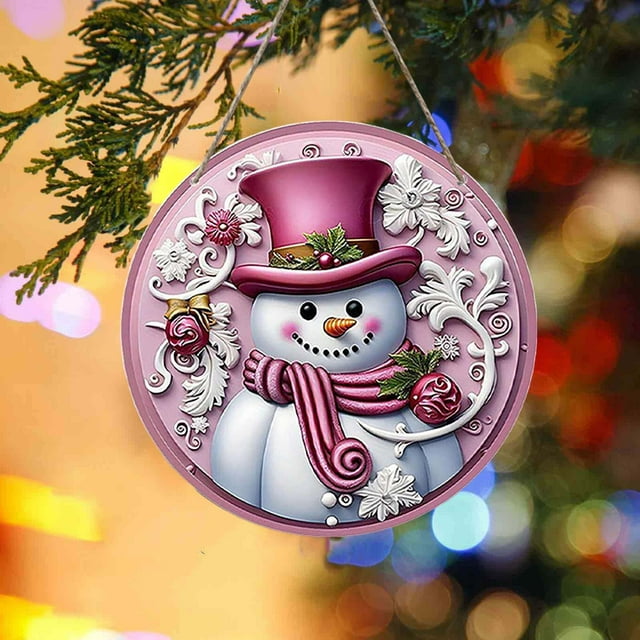 Cartel colgante de madera de Navidad | Muñeco de nieve y decoración para árbol de Navidad | Decoración festiva de pared plana de madera | Acento de Ambiente Festivo | Ornamento rústico único de