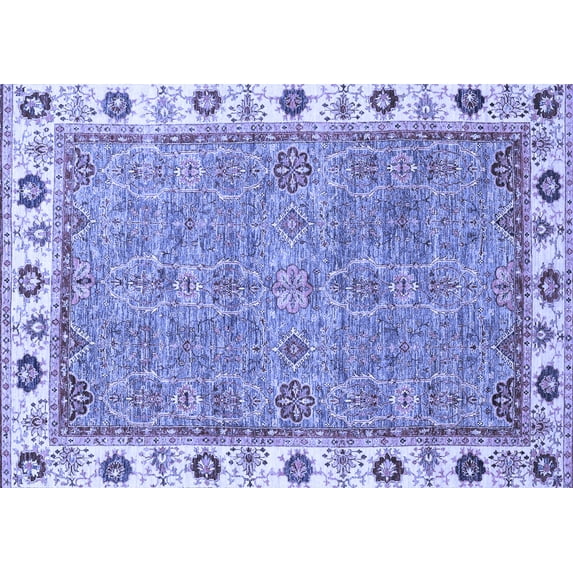 Ahgly Company Machine Washable Indoor Rectangle Oriental Blue Traditional Area Rugs, 3' x 5'