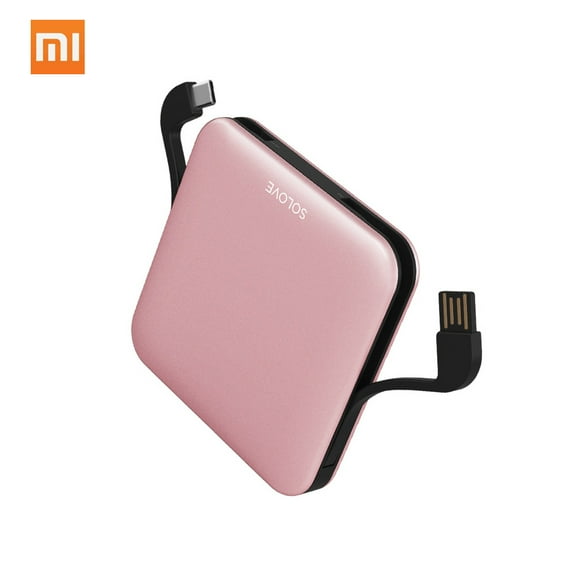 SOLOVE Power Bank with Data Cable 10000mAh Powerbank LED Display Portable Fast Charger For
