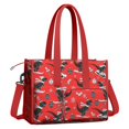 thumbnail image 2 of Teacher Tote Bag,Red Cartoon Dinosaurs Skiing Pattern Teacher Utility Tote Bag,Large Work Tote Bags for Women with Multiple Pockets,Top Zipper Closure,13.8x10.6x6.7 Inch, 2 of 5