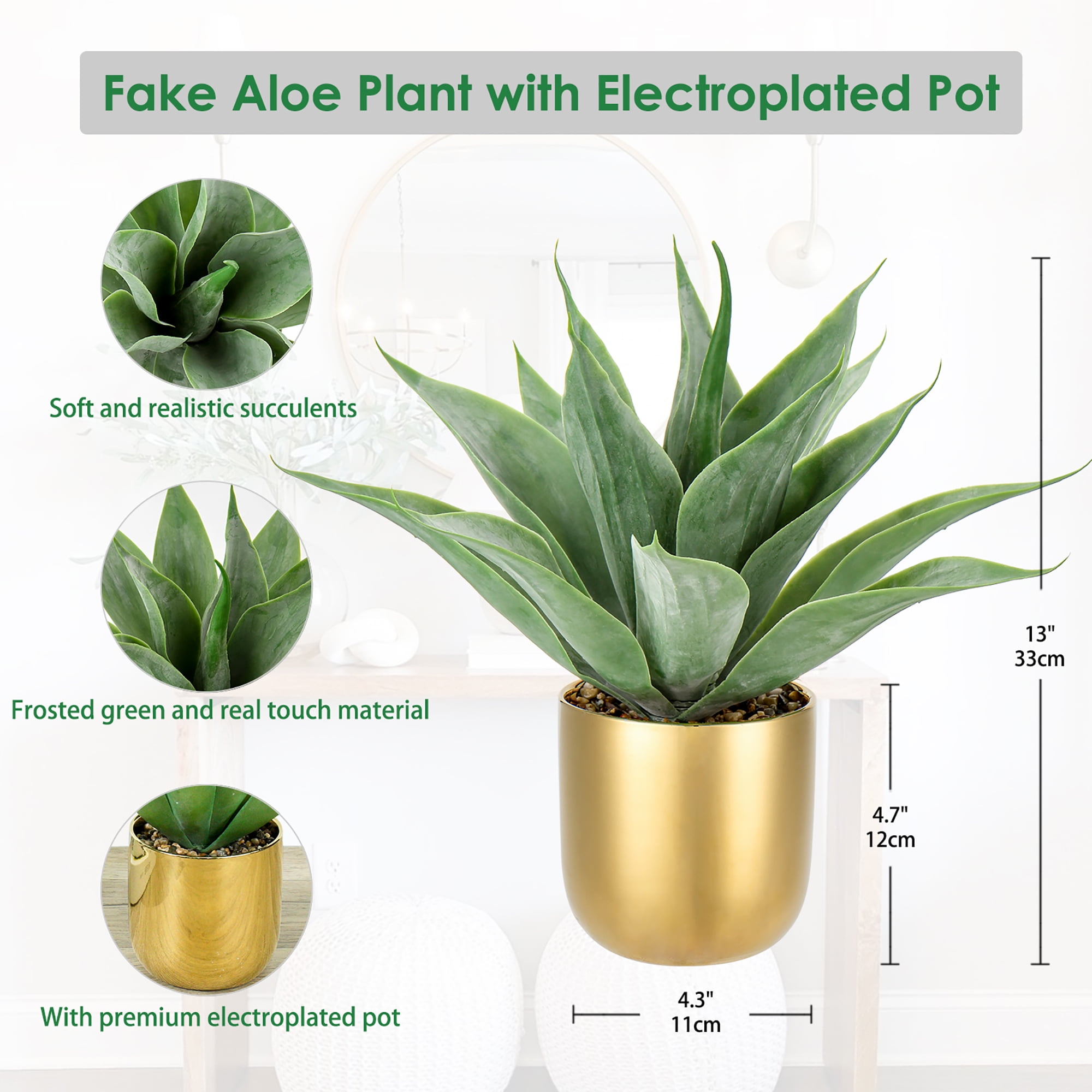 13" Artificial Aloe Vera Plants Fake Succulent Plants in Gold Pot Home  Table Office Desk Decor - Walmart.com