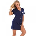 thumbnail image 2 of Women's Short Sleeve Nightgown, Front Button Down Nightdress Sleepwear Classical Sleep Shirt Dress, 2 of 6