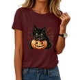thumbnail image 2 of Leey-World Halloween Tshirts Shirts for Women Halloween Ghost Shirts Fall Pumpkin Shirt Funny Graphic Tees Halloween Party Clothes Vintage Short Sleeve Tops, 2 of 9