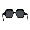thumbnail image 4 of Oversized Mob Retro Thick Beveled Plastic Frame Nerdy Rectangle Sunglasses All Black, 4 of 4