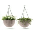 thumbnail image 1 of Hanging Rattan Resin Planter Set of 2, Sandy Beige, 1 of 6