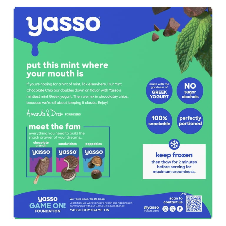 Yasso Frozen Greek Yogurt Bars Mint Chocolate Chip Bars 4 3.5fl oz