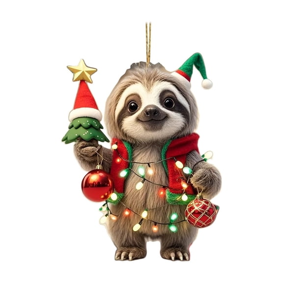 A 2D Acrylic Christmas Pendants With Animal Designs For Car Rearview Mirror And Home Decor Easy To Hang And Durable Material