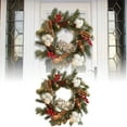 thumbnail image 6 of 11.81Inch Rustic Farmhouse Christmas Wreath for Front Door with Pine Cones and Red Berries,Traditional Holiday Decor for Indoor Outdoor Use, Christmas Door Hanging Decor for Porch, Mantel, and Window, 6 of 7