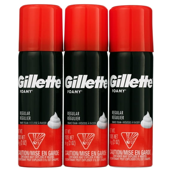 Gillette Foamy Regular Shaving Cream, Regular, 2 oz (3 Pack) (Bundle)