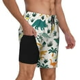 thumbnail image 3 of Daiia Dinosaurs and Tropical Leaves Mens Swim Trunks Swim Shorts Quick Dry Swim Shorts with Mesh Lining Pockets-3X-Large, 3 of 9