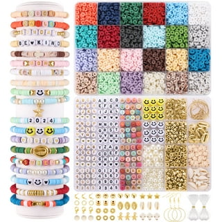 7200 Clay Beads Bracelet Making Kit, 24 Colors Spacer Flat Beads