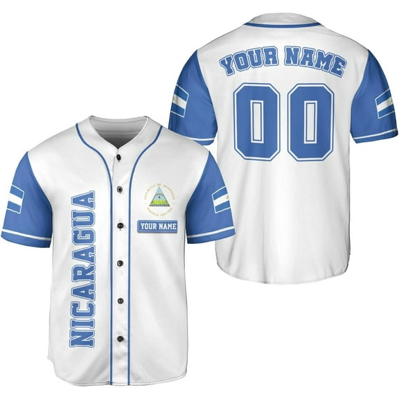 Personalized Nicaragua Baseball Jersey, Custom Nicaragua Baseball Jersey for Men & Women, Nicaraguan Camisas Shirt (4XL)