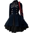 thumbnail image 2 of Victorian Tailcoat Jacket, Halloween Cosplay, Breasted Steampunk Gothic, Womens Gothic Dress With Vintage Bow Ruffle Steampunk Dresses Long Sleeve Short Renaissance Dress Cosplay, Dark Blue L, 2 of 8