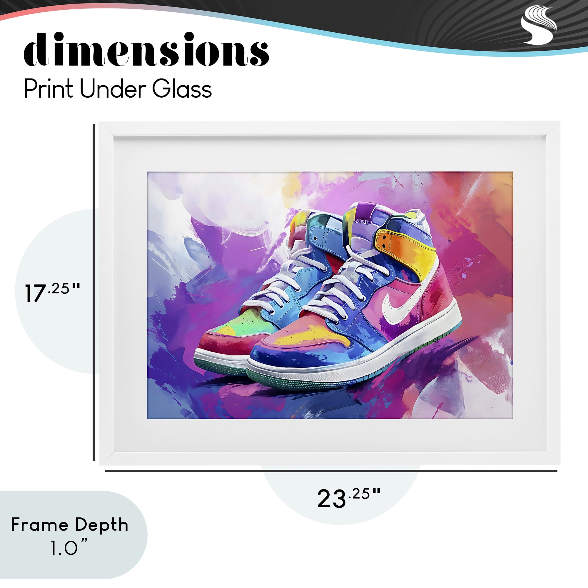 Stupell Industries Stylish Vintage Sneakers White Framed Print Under Glass, design by Creative Studio