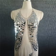 thumbnail image 2 of HXWCHs Women Punk Sequin Body Chain Top Handmade Streetwear Performance Party Neck Backless Clothing Silver One Size, 2 of 5