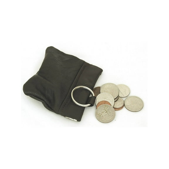 Leather Coin Purse Wallet Metal Spring Closure With Key Chain Loop Inside NEW