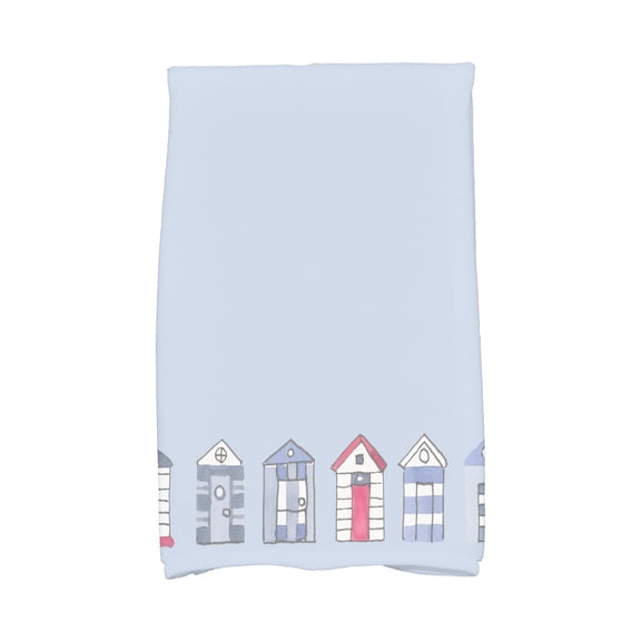 Simply Daisy, 16 x 25 Inch, Beach Huts, Geometric Print Kitchen Towel, Light Blue