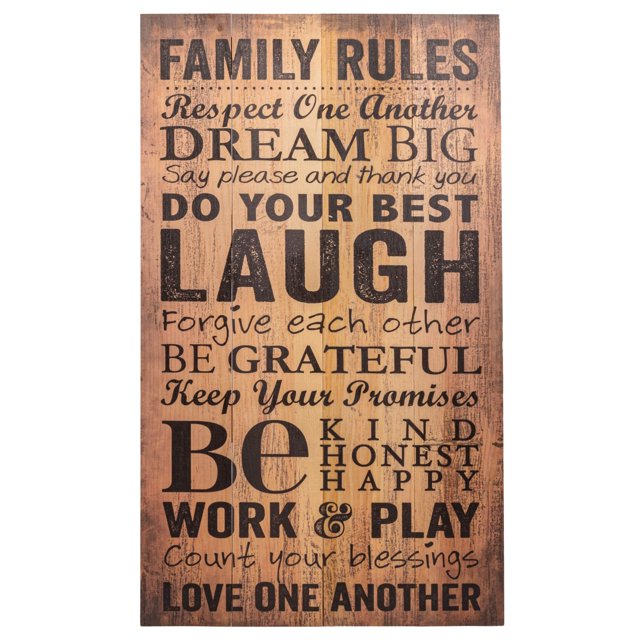 P. Graham Dunn Famille Règles Rêve Rire Amour Rustique 24 x 14 Design en Palette de Bois Plaque Murale