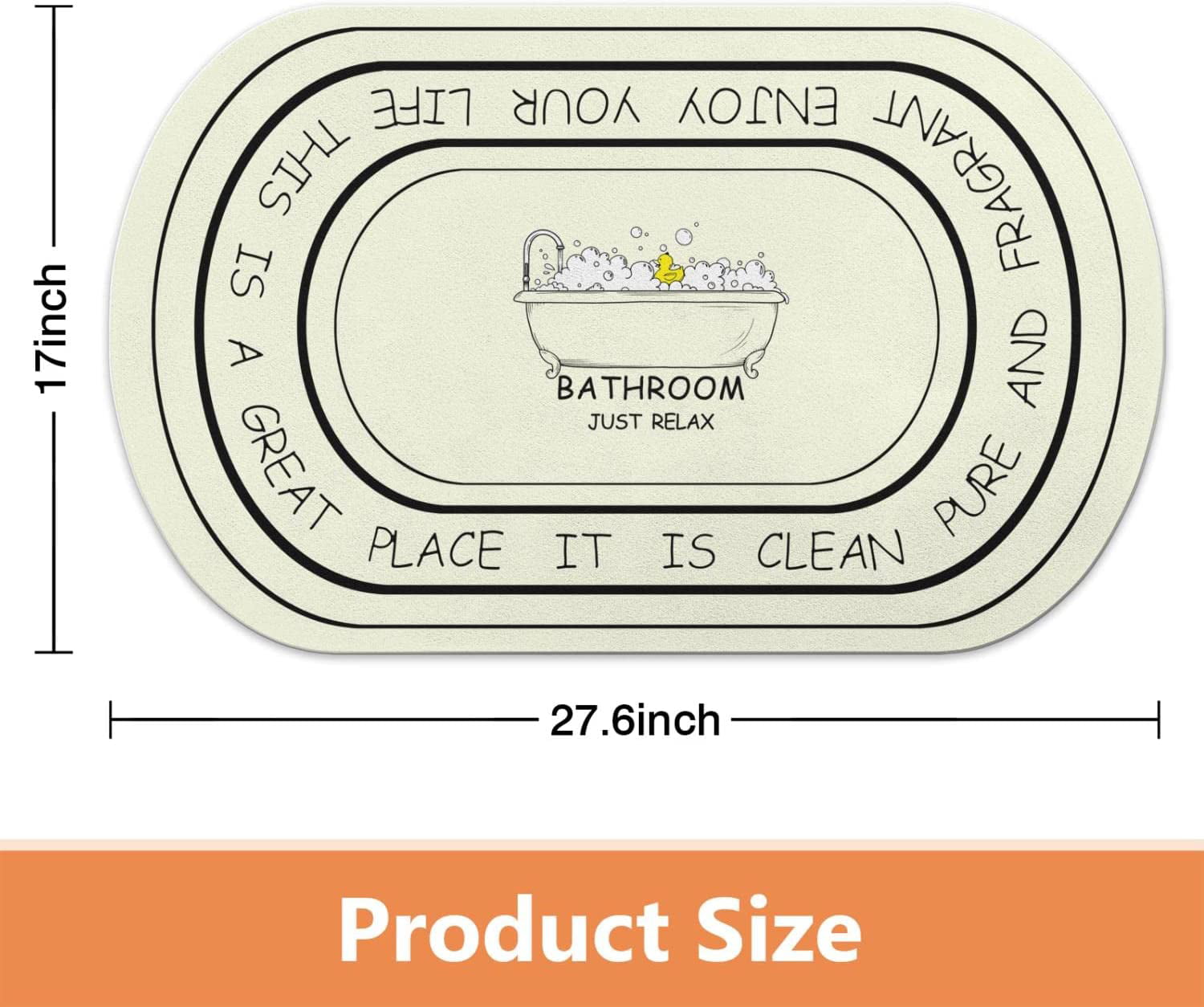Manunclaims Bathroom Rug Oval Bath Carpet for Bathroom Non Slip Ultra Soft Absorbant Bath Mat Polyester Thick Oval Bathroom Rug, Size: 60, Beige