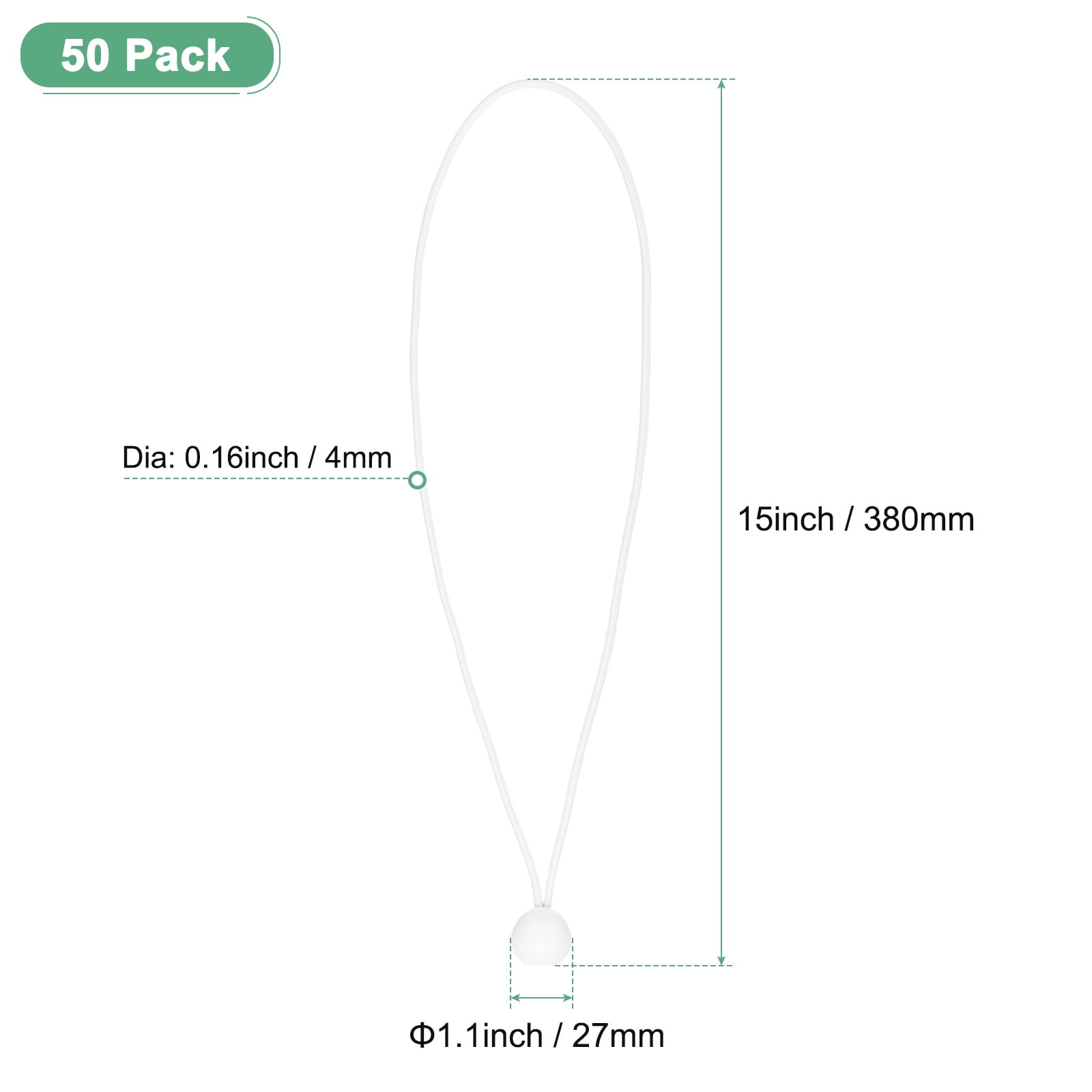 Uxcell 50-Pack Ball Bungee Cords, 15 Inch High Elastic Canopy Tarp Tie Down Bungee Balls for Tent/Cargo Holding [White]