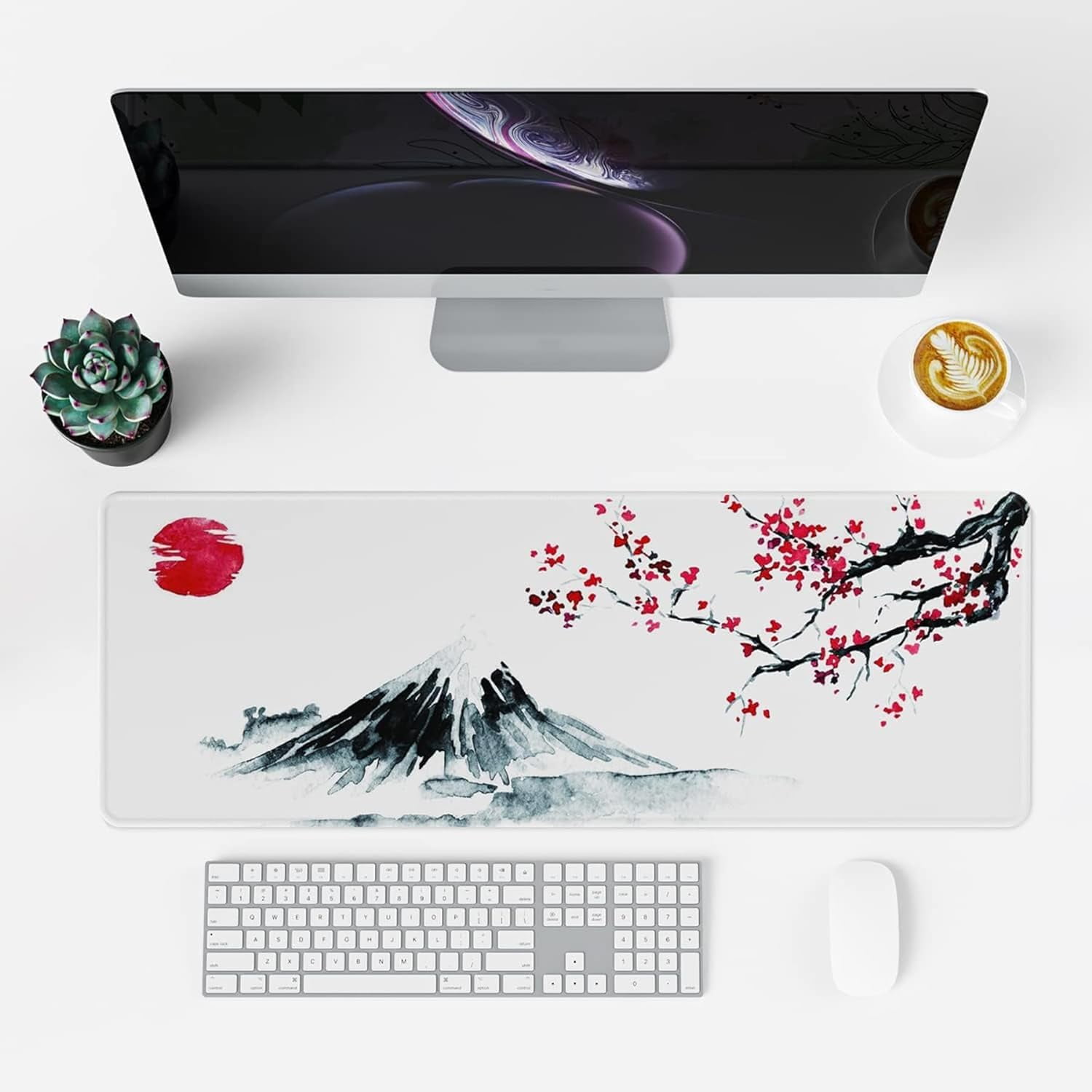 Large Mouse Pad with Stable Rubber Base and Stitched Edges-Japanese Gaming Mouse Pad , 31.5x11.8 - Desk Mat Deskpad for Home Office Work Game