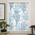 thumbnail image 4 of Navy Blue Coral Coastal Semi Sheer Curtains Drapes for Living Room, Bedroom, French Doors Window 45 Inches Long, Summer Beach Seaside Nautical Rod Pocket Chiffon Curtain Drapery Voile Drape Panel, 4 of 6