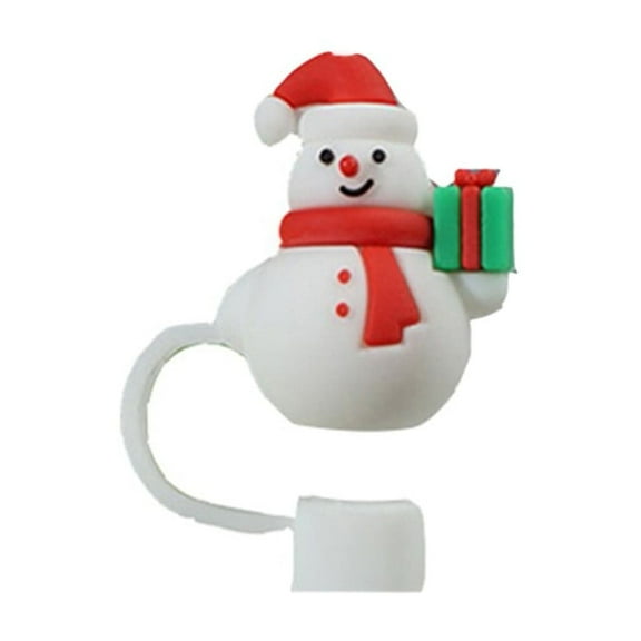 Christmas Themed Straw Cover Caps for 30oz and 40oz Tumblers Reusable Silicone Straw Toppers in Shapes and Designs