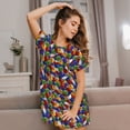 thumbnail image 3 of Naloa Bowling Colorful Print Women Nightgowns,Womens Loungewear,Short Sleeve Sleepwear,Comfy Ladies Nightdress, 3 of 6