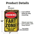 thumbnail image 2 of Warning Fart Zone (2 Pack) 7 Inch x 10 Inch Metal Sign Novelty Aluminum Durable Weatherproof UV Protected Perfect for Bathrooms Homes Fun Gag Gift for Friends Crafted in the USA, 2 of 5