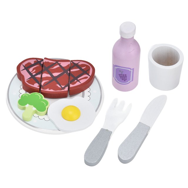 Simulation Kitchenware Play Set, Steak Vegetable Omelette Educational Safe Kitchen Food Toys Durable Entertaining For Kids Above 3 Years Old OXYQ-Blue