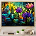 thumbnail image 2 of Designart "Mosaic of Palms Colorful Tropical Jungle" Oversized Landscapes Framed Wall Art - Tropical Purple Jungle Bedroom Framed Canvas Wall Art, 2 of 7