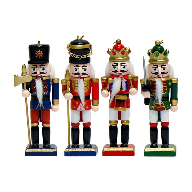 Tnarru 4 Pieces Nutcracker Statue Nutcracker Figurine Nutcracker Sculpture Nutcracker Ornament for Tabletop Festival Home Decoration