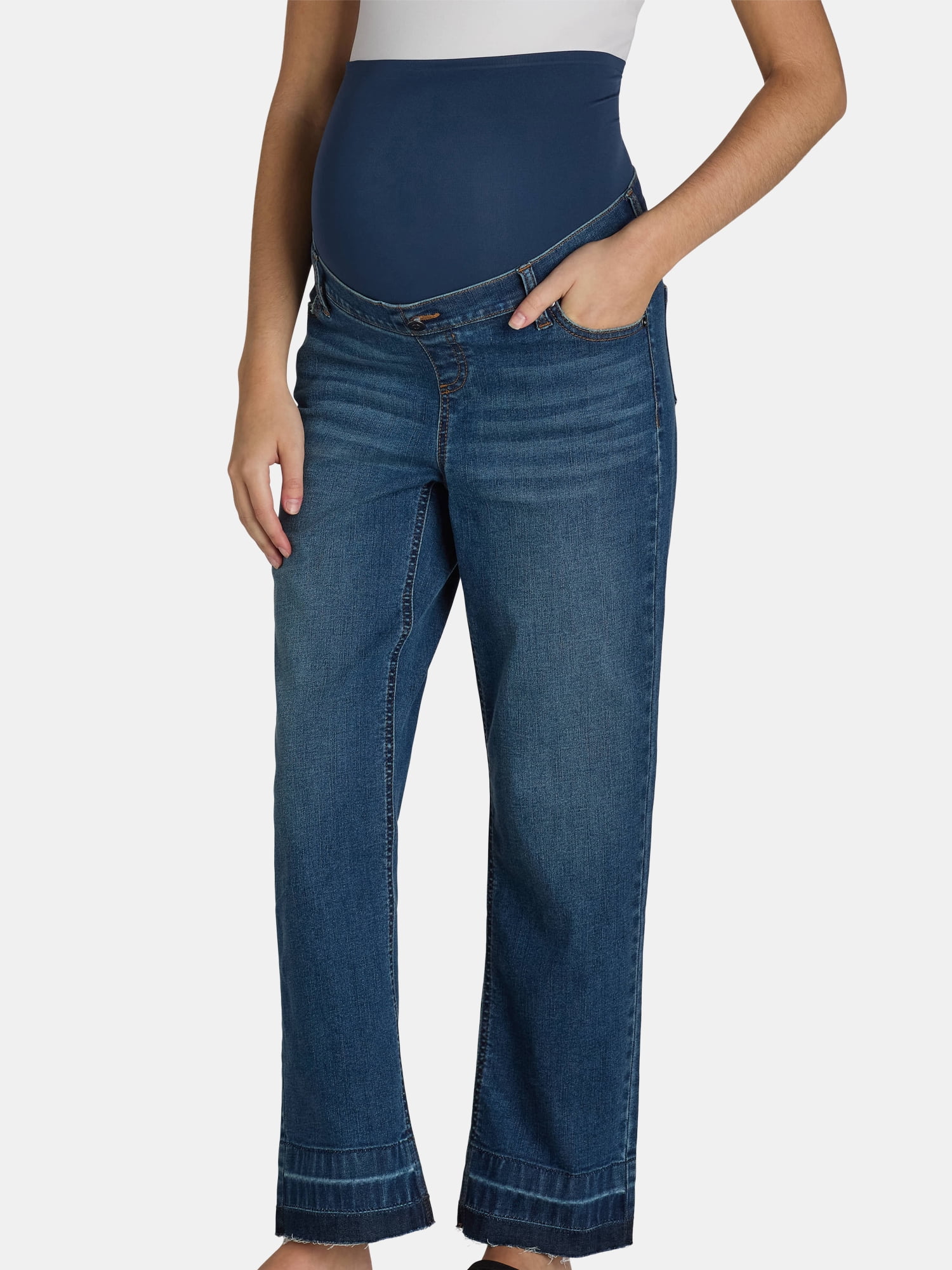 Time and Tru Women's Maternity Straight Leg Jeans, 27" Inseam, Sizes XS-XXL
