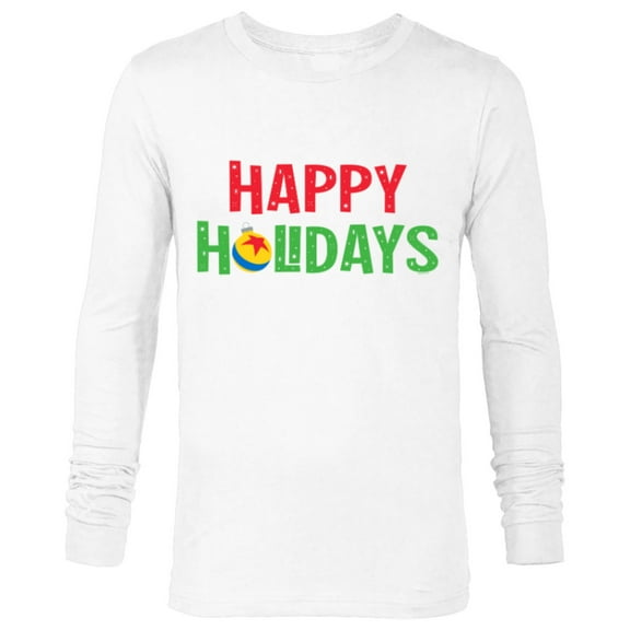 Disney & Pixar Happy Holidays Pixar Ball Christmas Ornament - Long Sleeve T-Shirt for Men - Customized-White